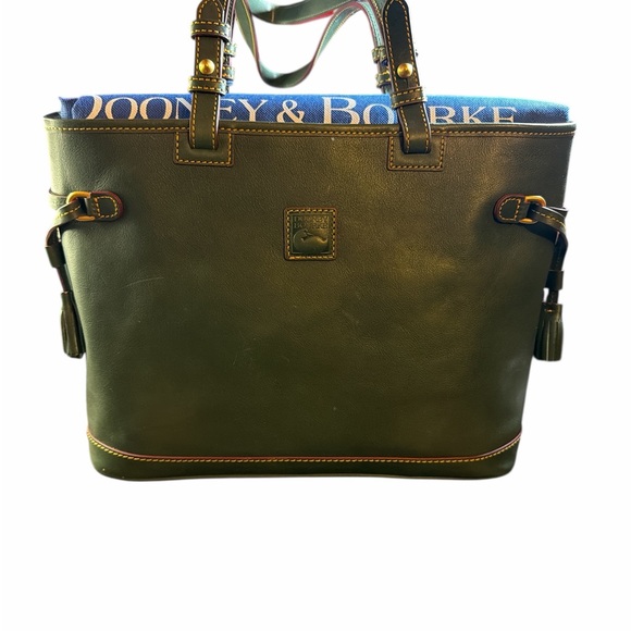 Dooney & Bourke Handbags - Dooney & Bourke Olive Green Leather Shoulder Bag With Dusty